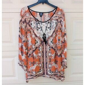 Angie bohemian top gipsy flare Floral Lightweight casual peasant women 3X